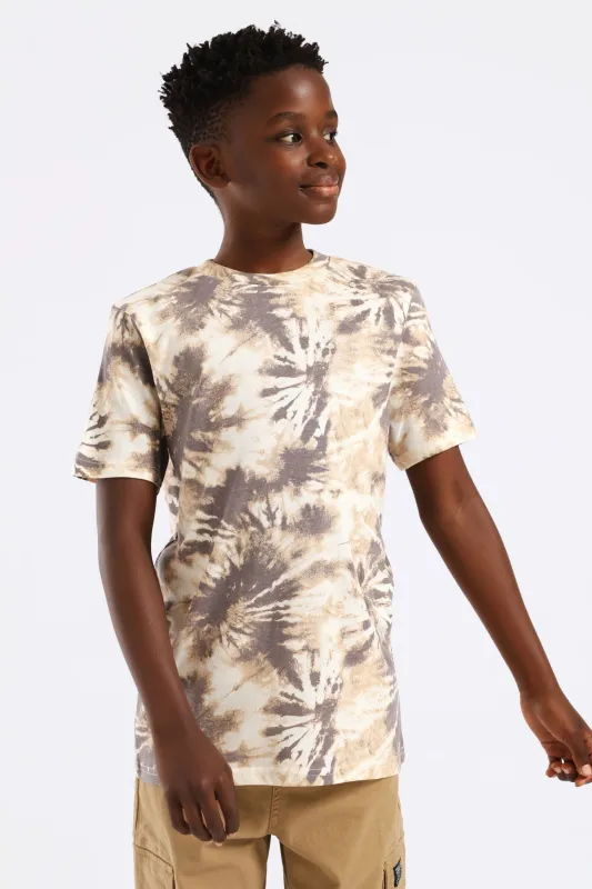 Boys Tie Dye T-Shirt - Fatigue sold by Edgars