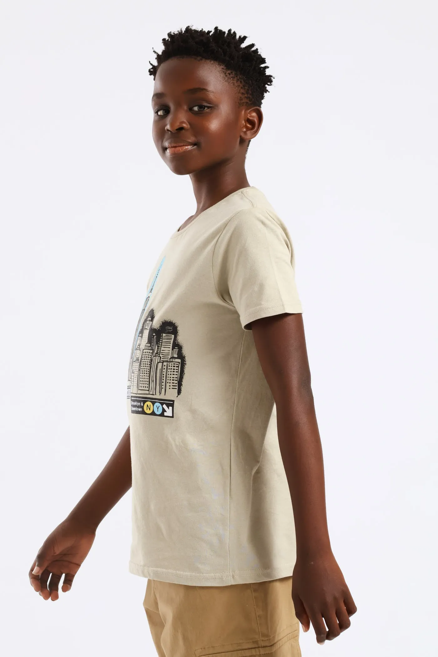 Boys Nyc Cityscape Print Tee - Olive sold by Edgars product image thumbnail 3