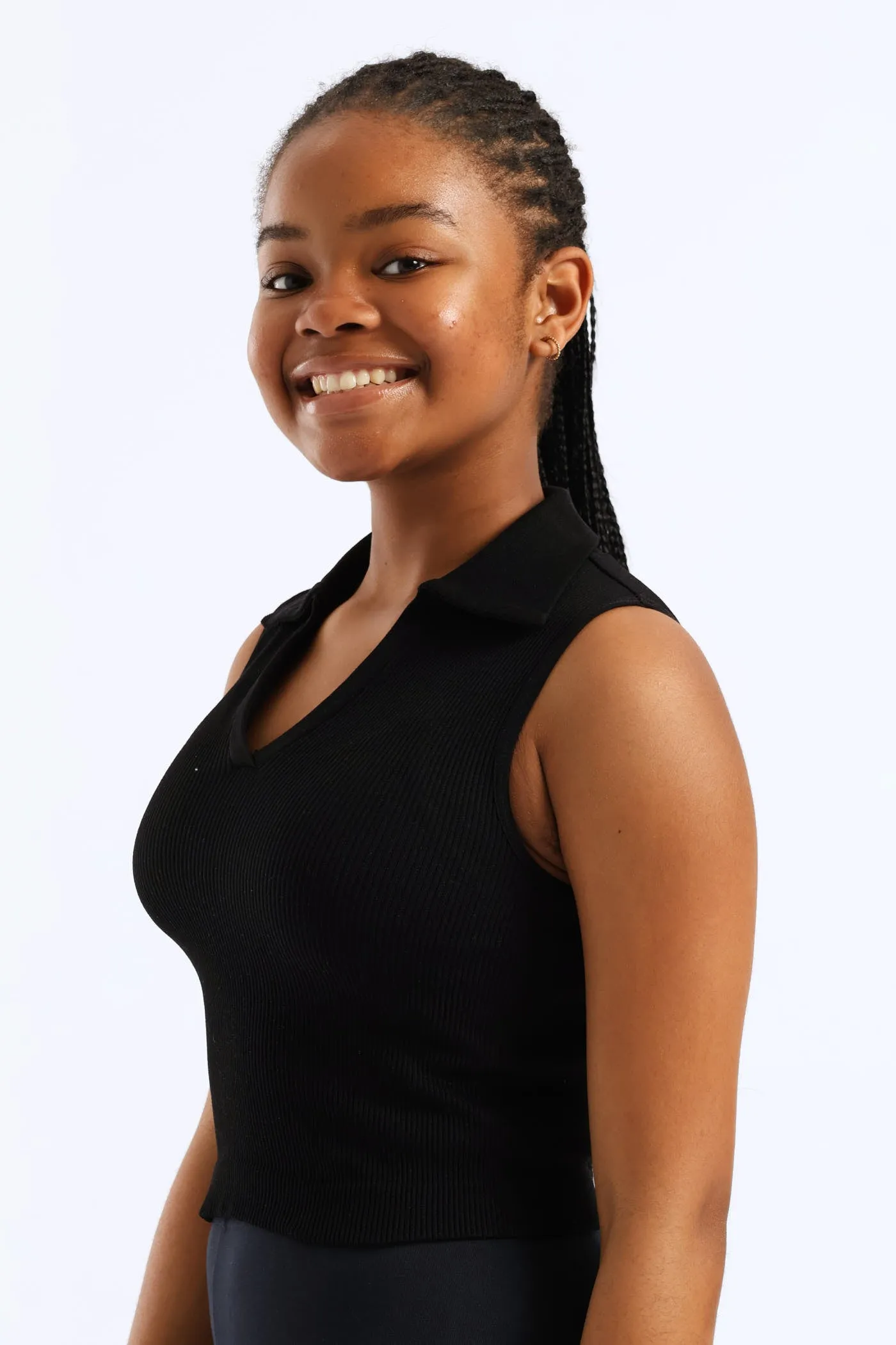 Girls Seamless Johnny Collar Top - Black sold by Edgars product image thumbnail 3