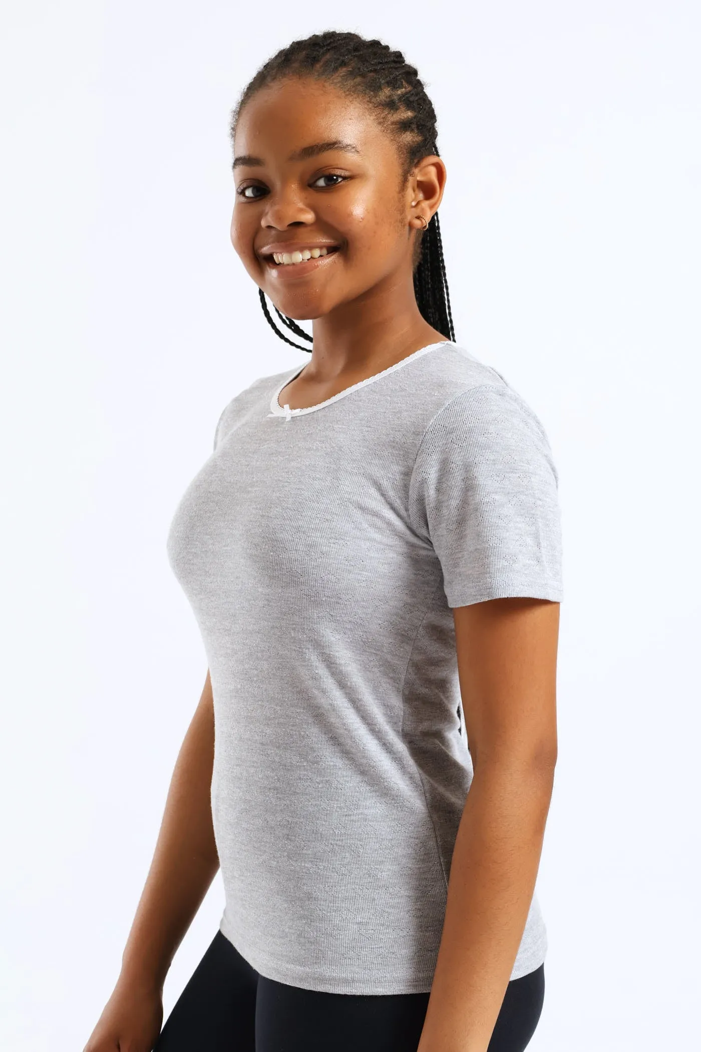 Girls 2 Pack Plain Short Sleeve Vest - Grey sold by Edgars product image thumbnail 3