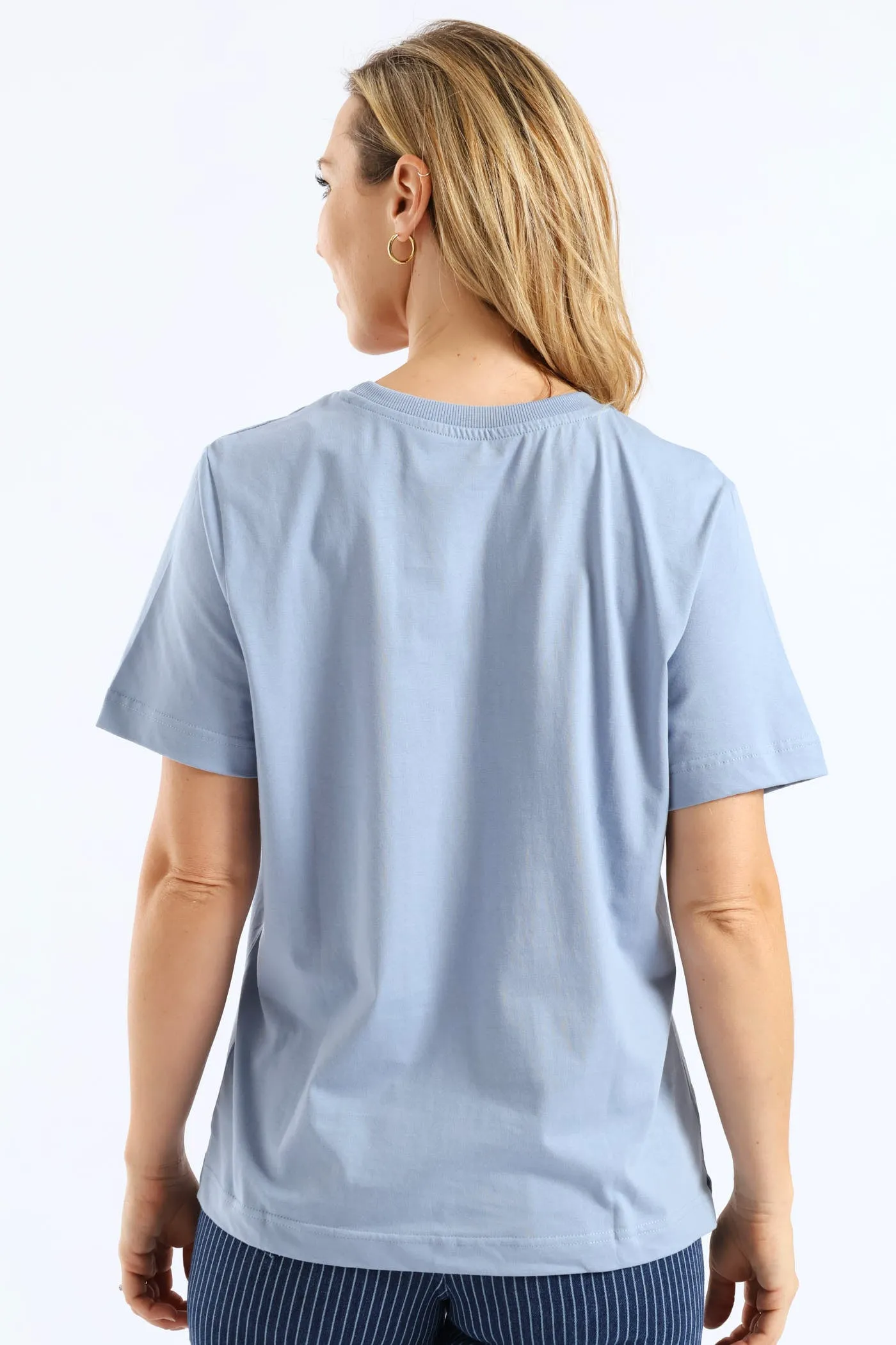 Rib Neck Cotton Boxy Tee - Pale Blue sold by Edgars product image thumbnail 3