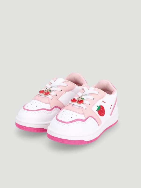 Pre-Girls Berry Court Sneaker - White/Pink sold by Edgars