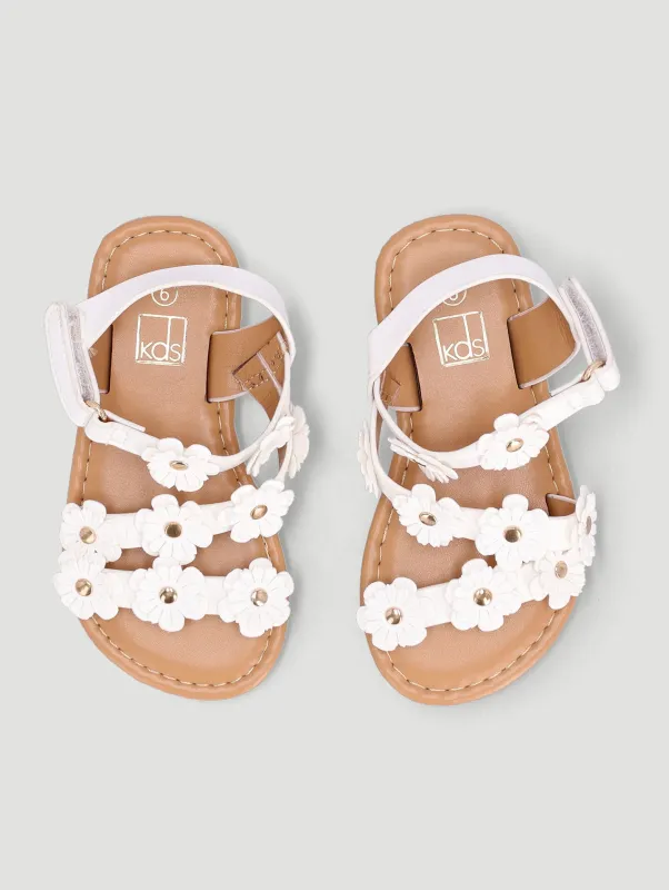 Pre-Girls Flower Sandal - White sold by Edgars