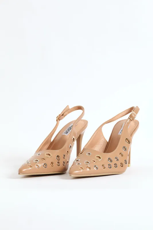 Slingback Eyelet Mule Heel - Nude sold by Edgars