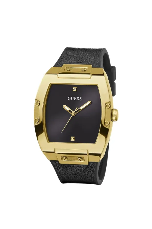 Gold Case Sun Black Diamond Dial Smooth Leather Strap Watch - Gold sold by Edgars