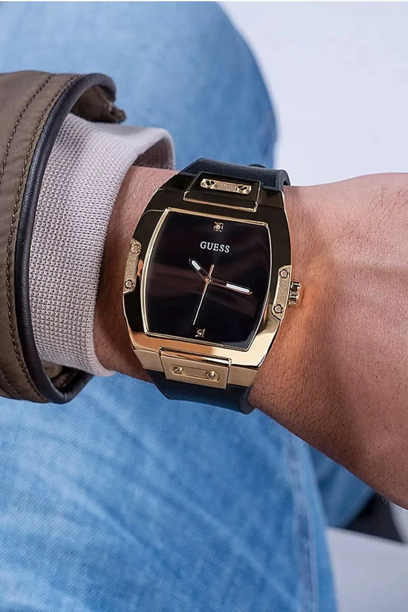 Gold Case Sun Black Diamond Dial Smooth Leather Strap Watch - Gold sold by Edgars product image thumbnail 2