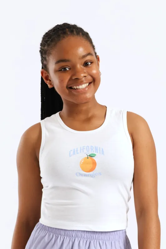 Girls Cali Orange Vest - White sold by Edgars