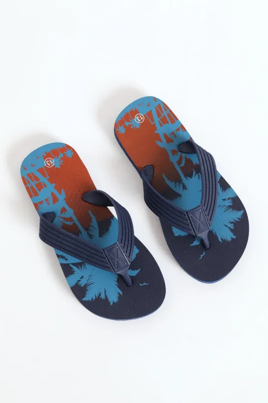 Boys Tropical Print Thong Sandal - Navy made by Edgars