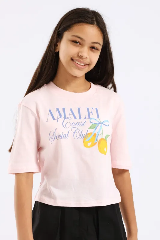 Girls Lemon Amalfi Coast Tee - Light Pink sold by Edgars