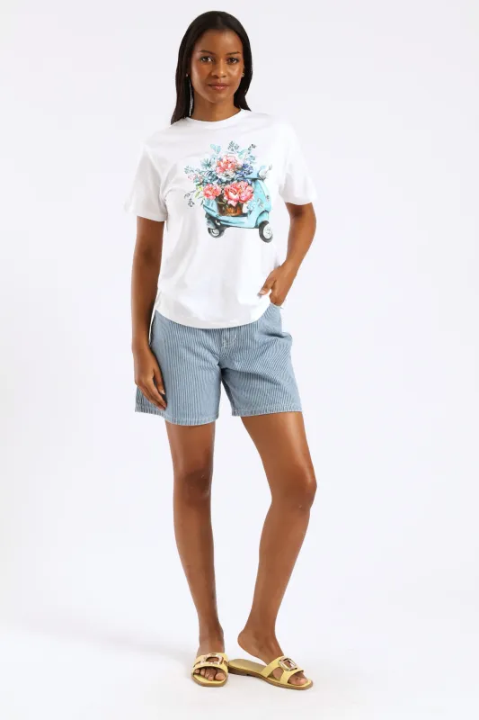 Scooter In Bloom Tee - White sold by Edgars