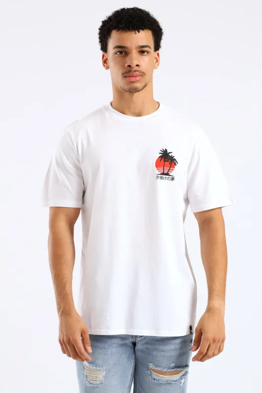 Basic Palm Tree Print Tee - White sold by Edgars