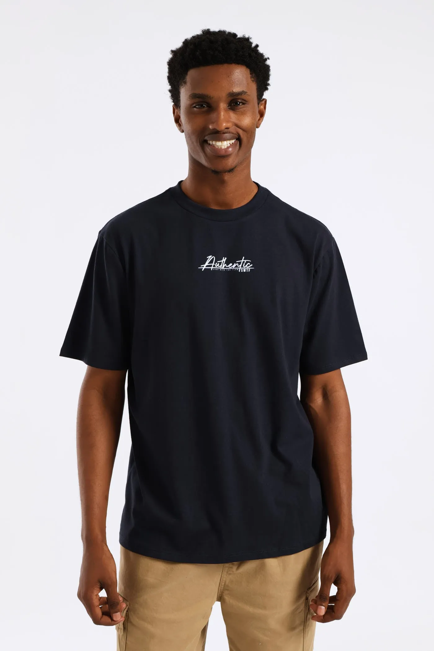 Authentic Basic Print Tee - Navy sold by Edgars