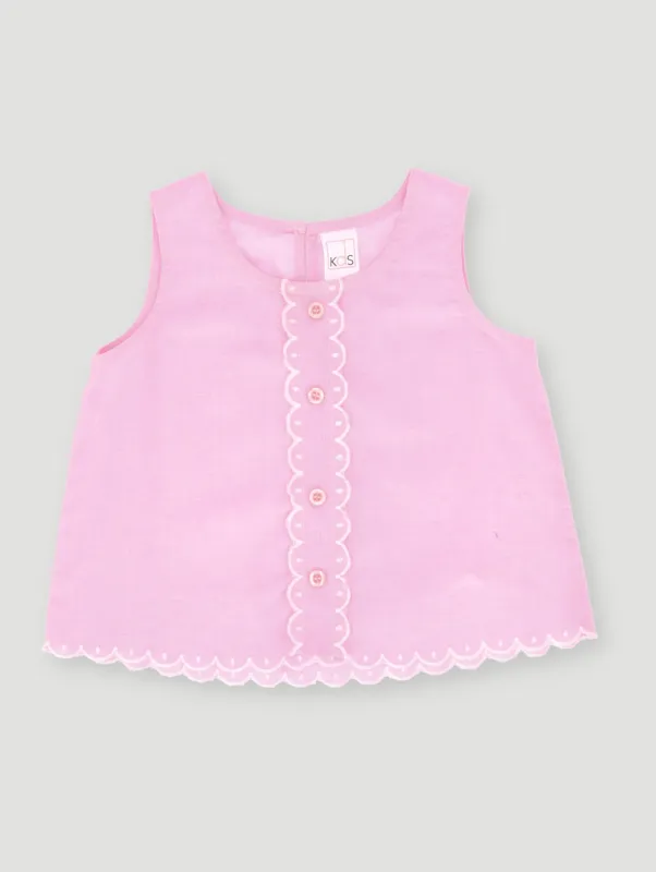 Pre- Girls Scalloped Edge Blouse - Pink sold by Edgars