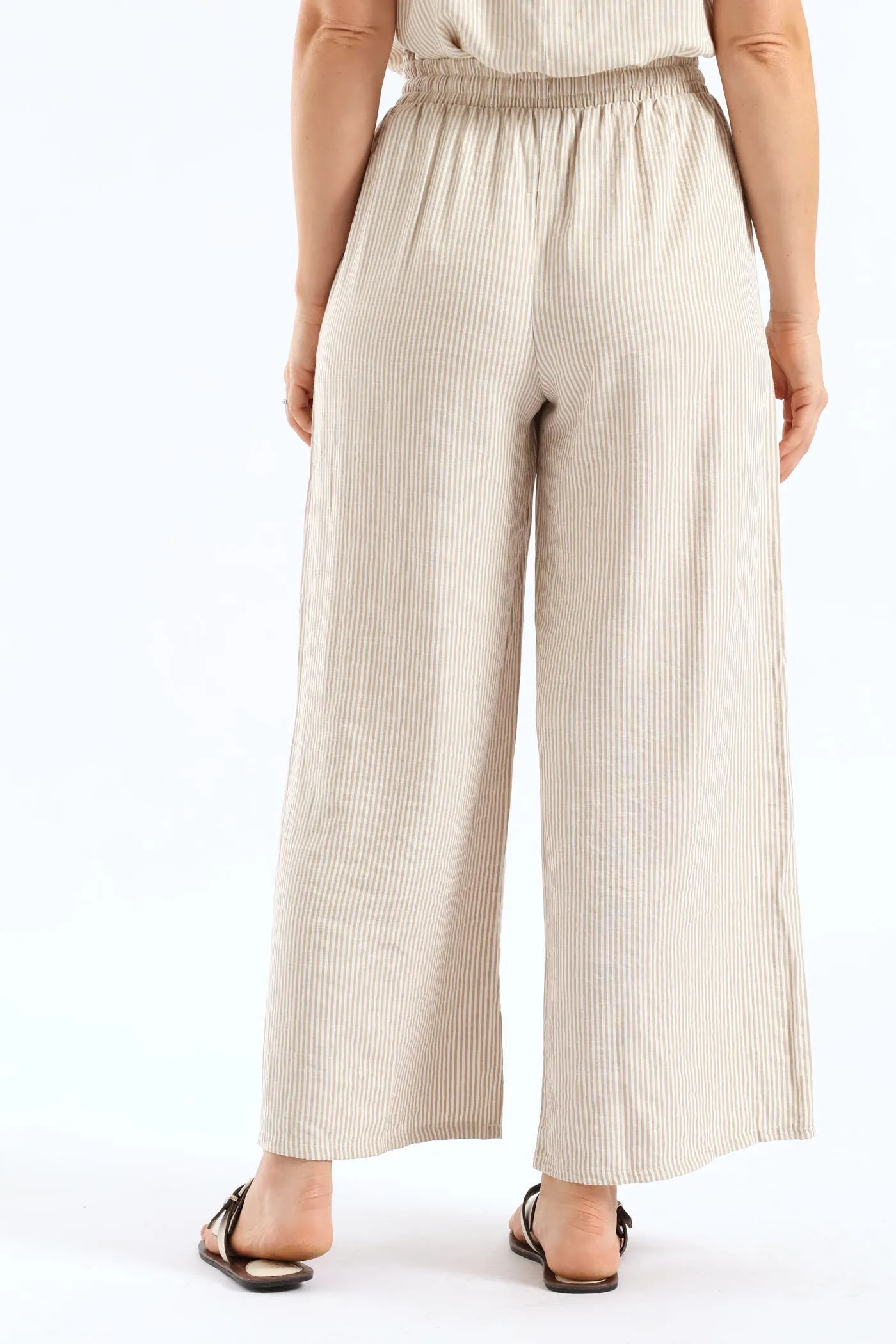 Pull-On Linen Wideleg Pants - White/Beige sold by Edgars product image thumbnail 4