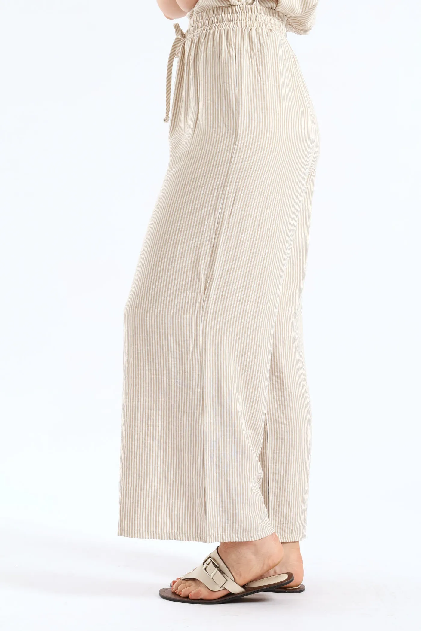 Pull-On Linen Wideleg Pants - White/Beige sold by Edgars product image thumbnail 3
