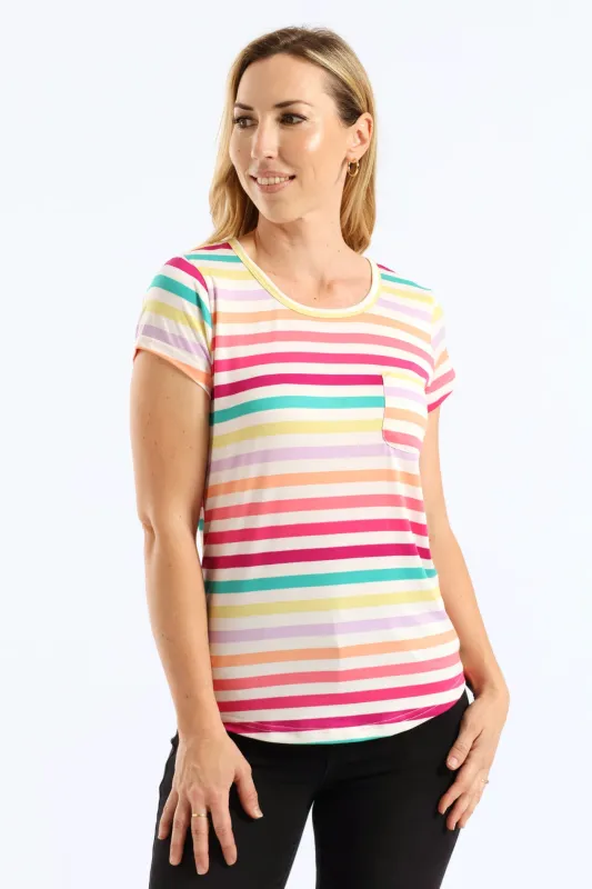 Bright Stripe Pocket Tee - White sold by Edgars
