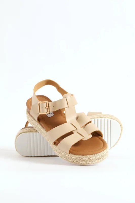 Multi Strap Espadrille Sandal - Nude sold by Edgars