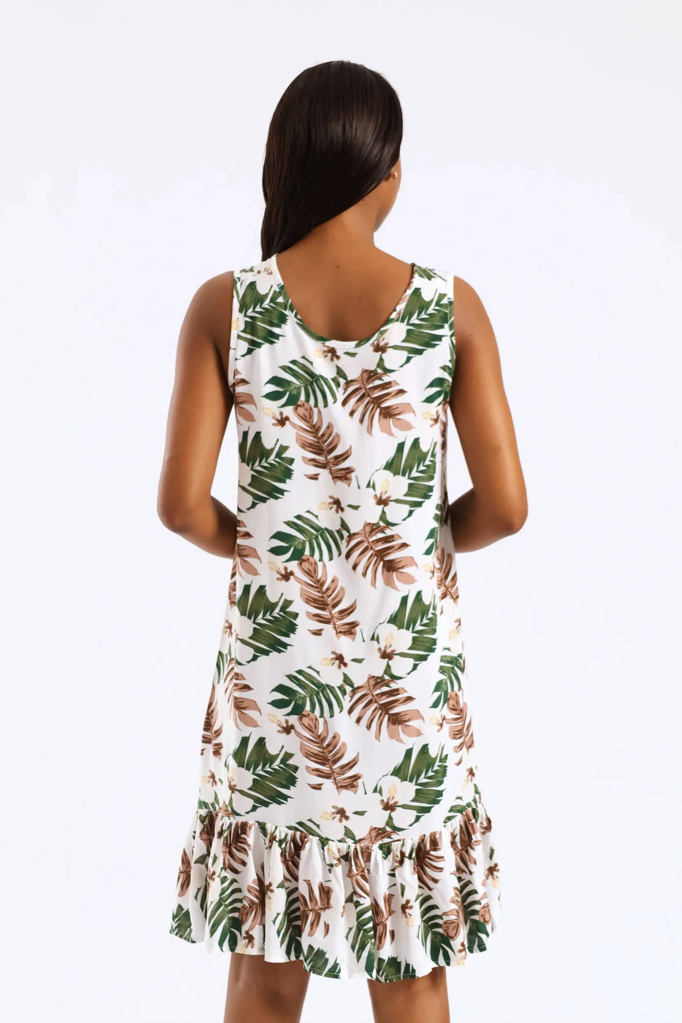 Frill Hem Hi-Lo Printed Shift Mini Dress - White sold by Edgars product image thumbnail 3