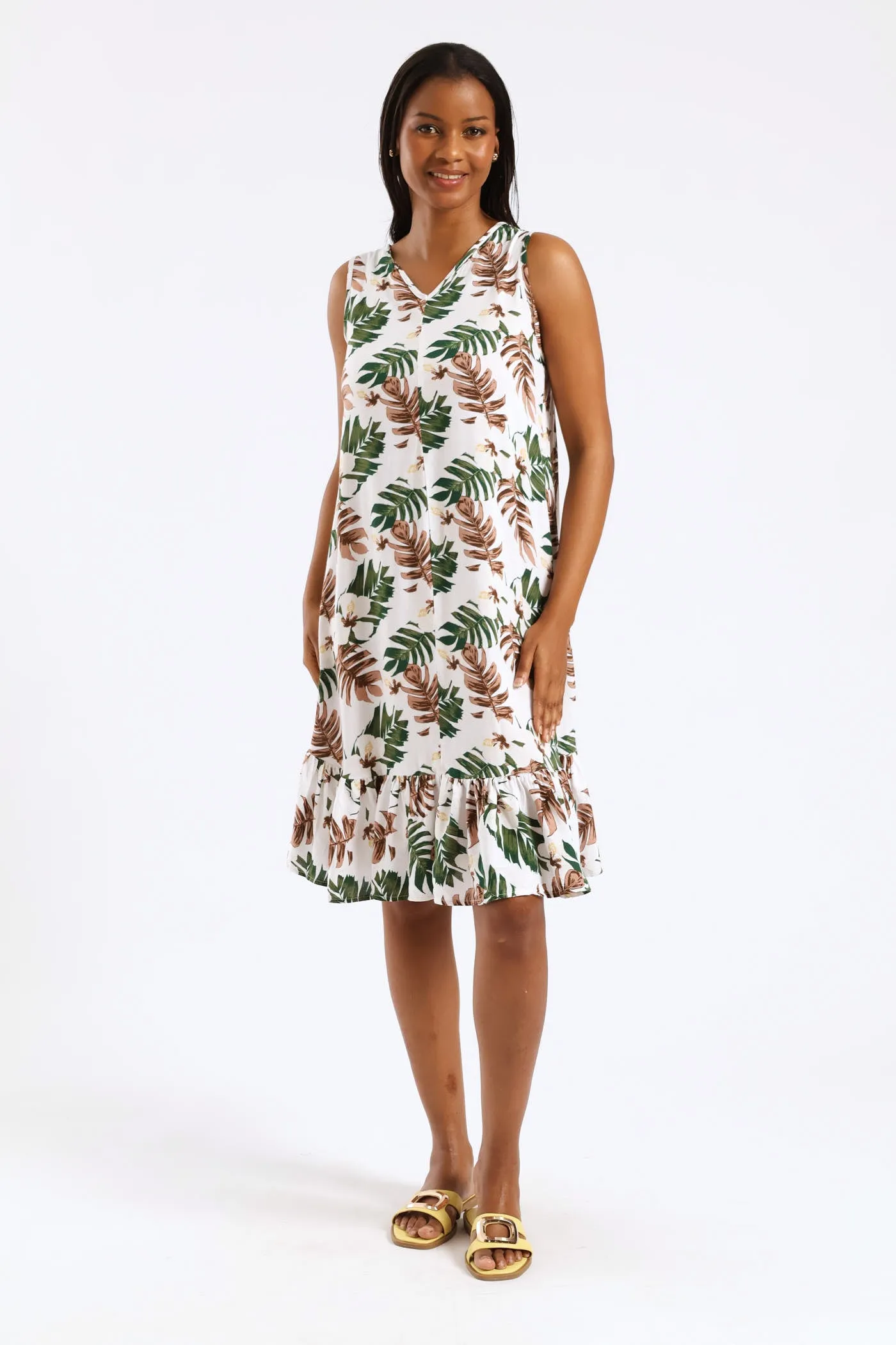 Frill Hem Hi-Lo Printed Shift Mini Dress - White sold by Edgars product image thumbnail 4