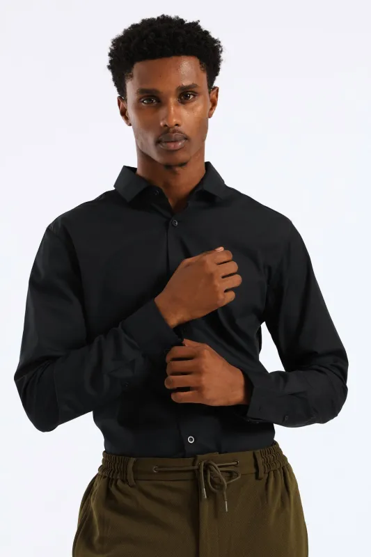 Easy Care Long Sleeve Shirt - Black sold by Edgars