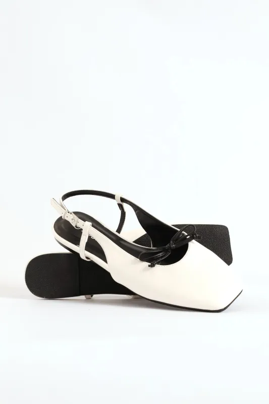 Square Toe Slingback Bow Mule - Black sold by Edgars