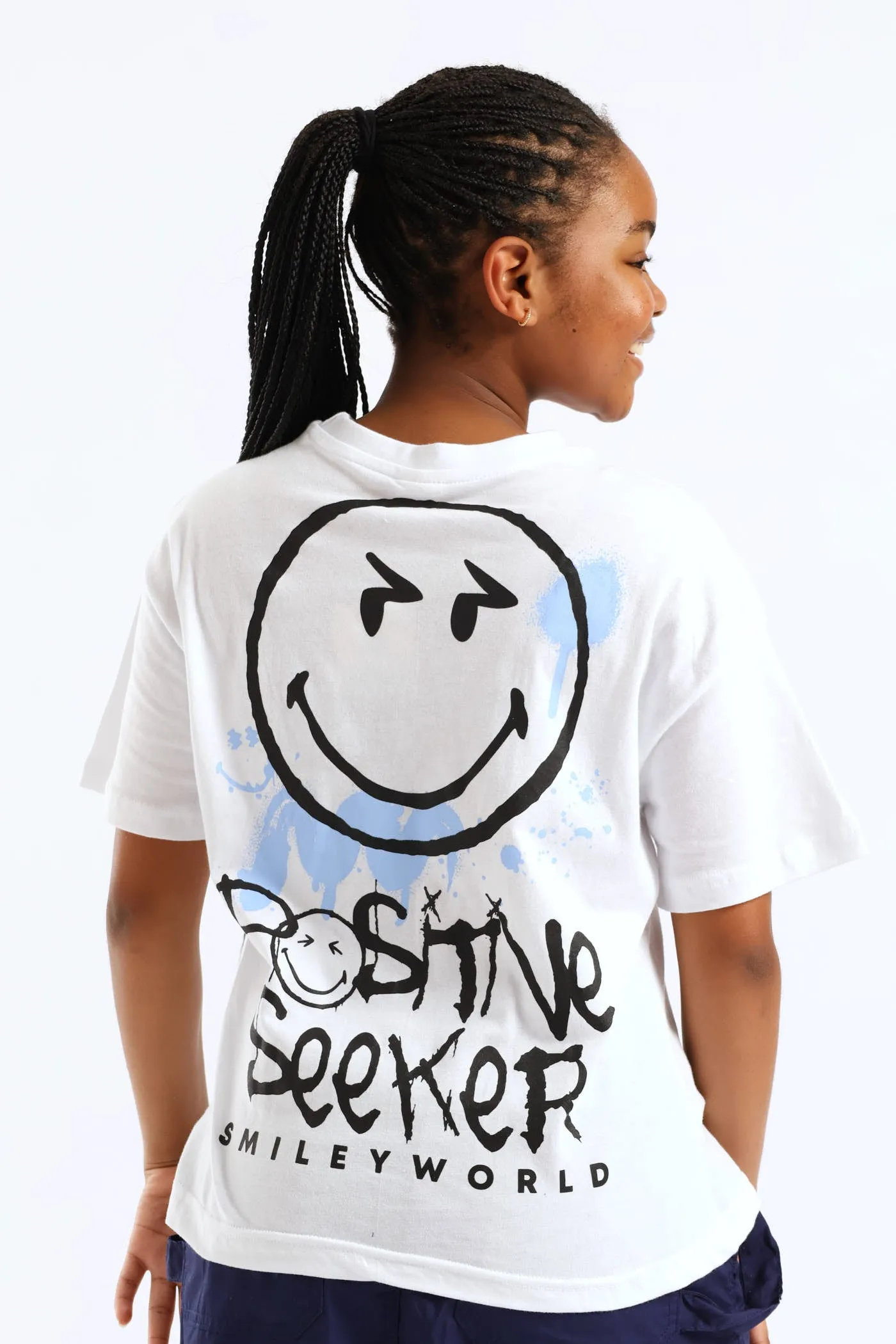 Girls Smiley Graphic Oversized Tee - White sold by Edgars product image thumbnail 2