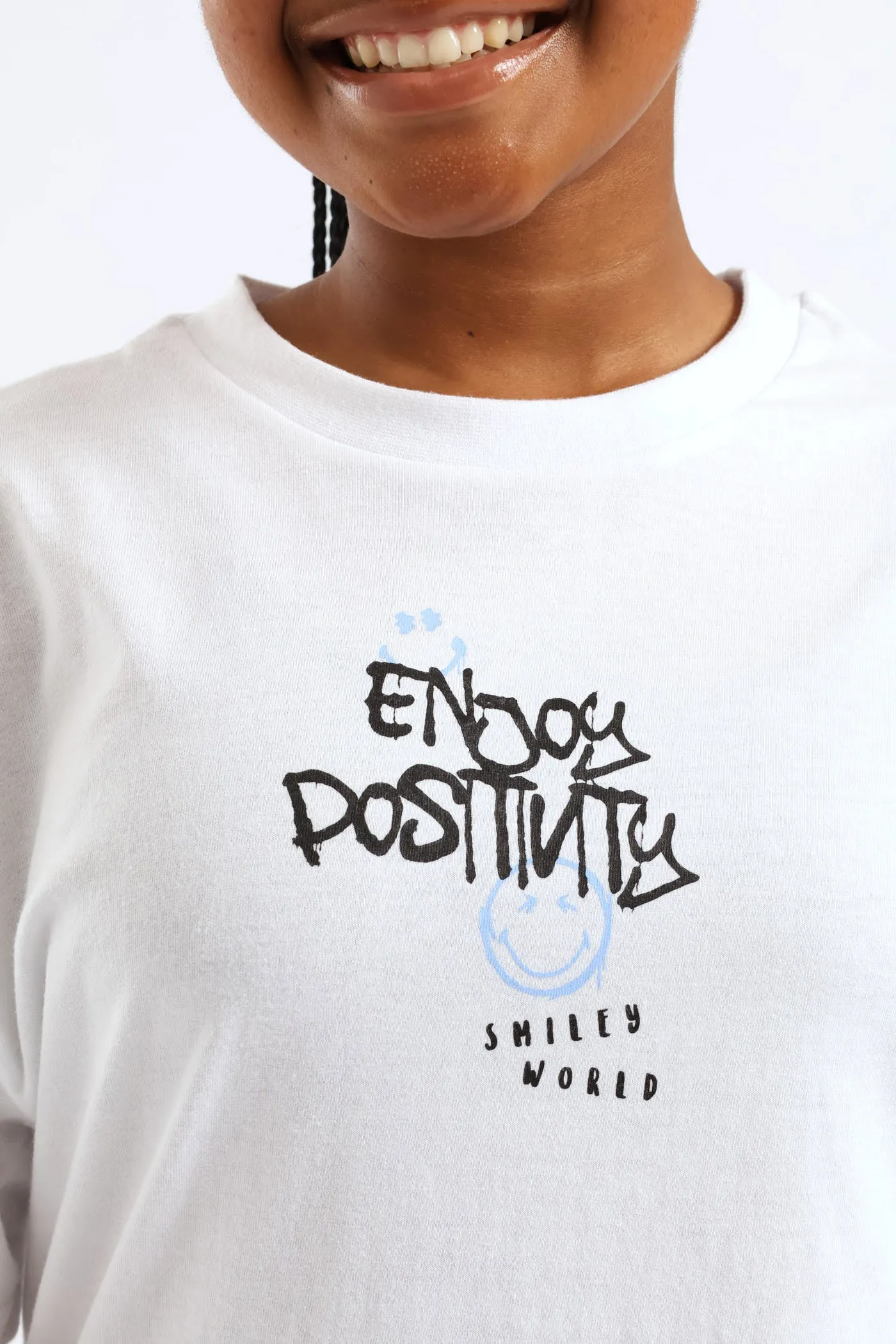 Girls Smiley Graphic Oversized Tee - White sold by Edgars product image thumbnail 4