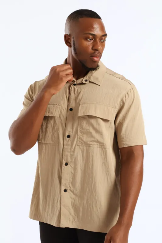 Multi Pocket Boxy Shirt - Taupe sold by Edgars