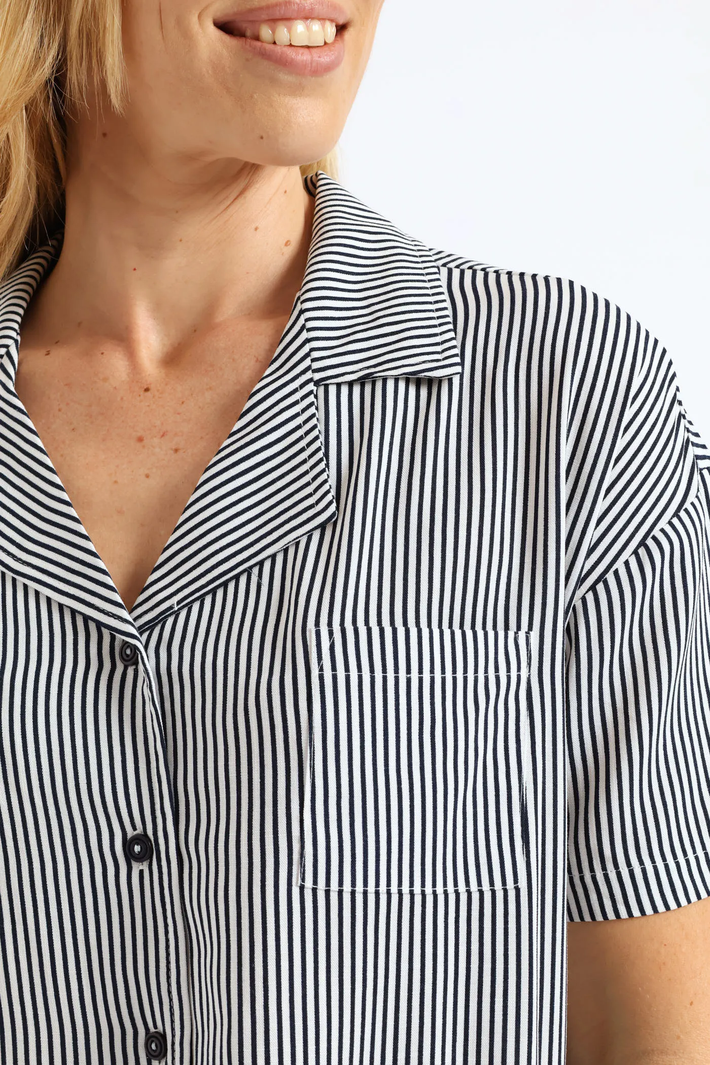 Button Through Linen Short Set - White/Navy sold by Edgars product image thumbnail 3