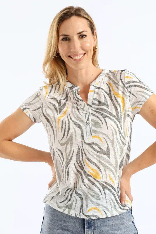 Burnout Henley T-Shirt - Sage sold by Edgars