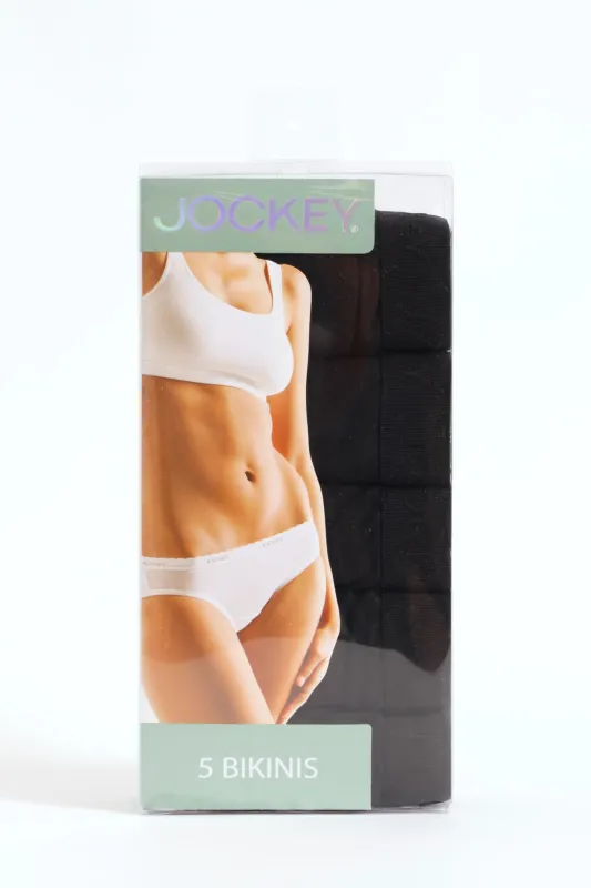 5 Pack Cotton Bikini Panties - Black sold by Edgars