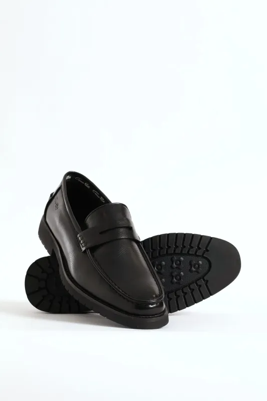 Chunky Sole Penny Moccasin Loafer - Black sold by Edgars