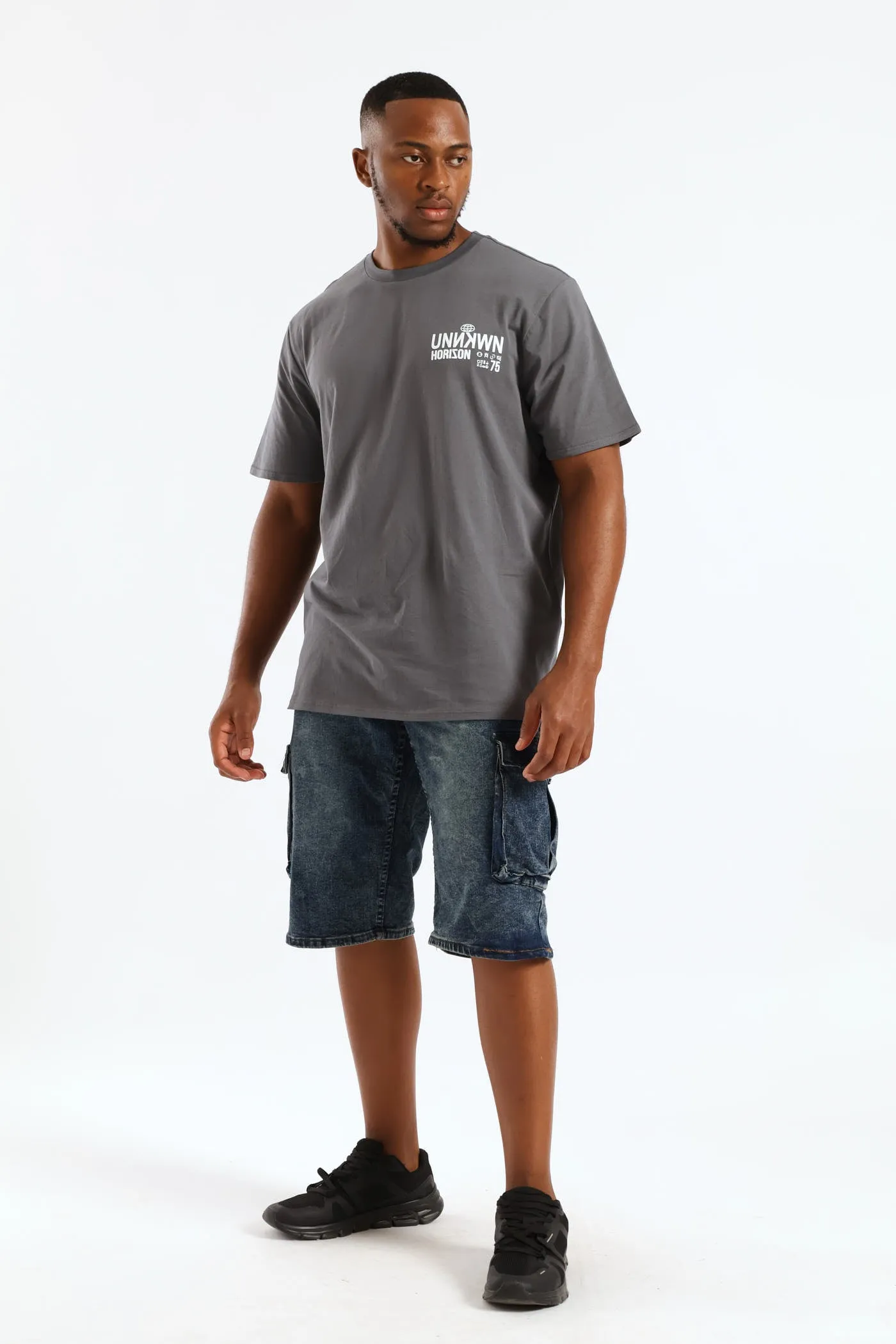 Baggy Cargo Denim Short - Dark Blue sold by Edgars