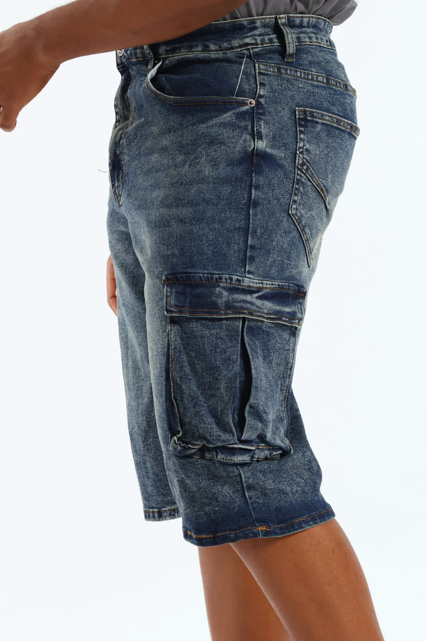Baggy Cargo Denim Short - Dark Blue sold by Edgars product image thumbnail 3