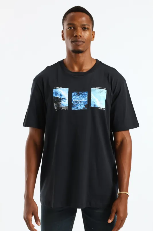 Ocean Photo Tee - Navy sold by Edgars