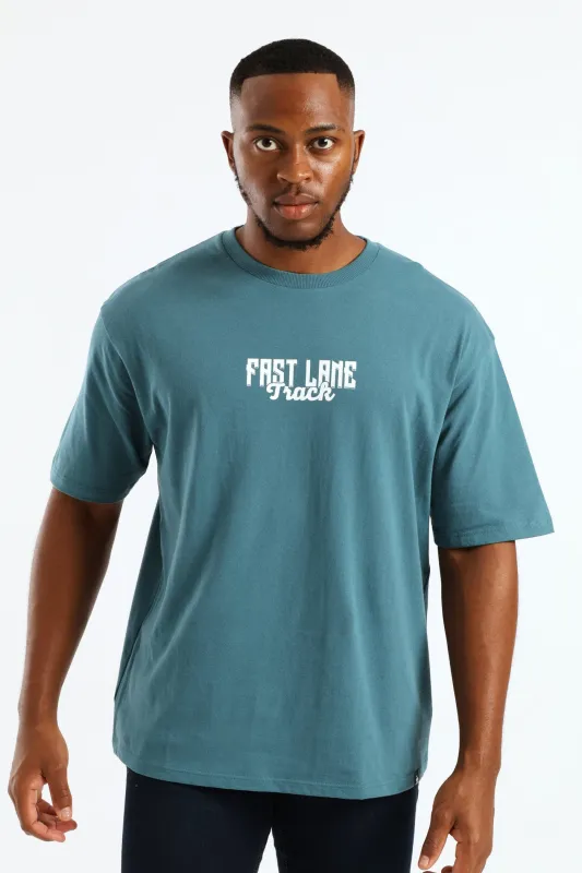 Car Oversized Print Tee - Teal sold by Edgars