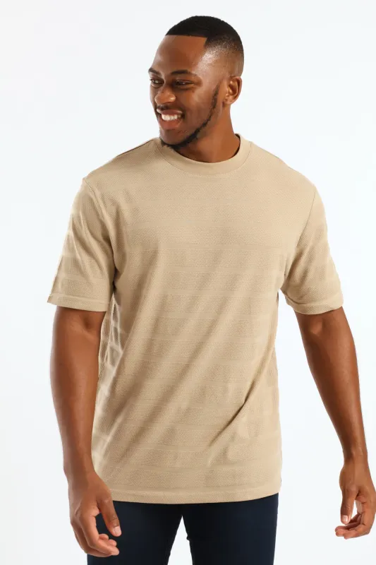 Basic Stripe Waffle Tee - Taupe sold by Edgars