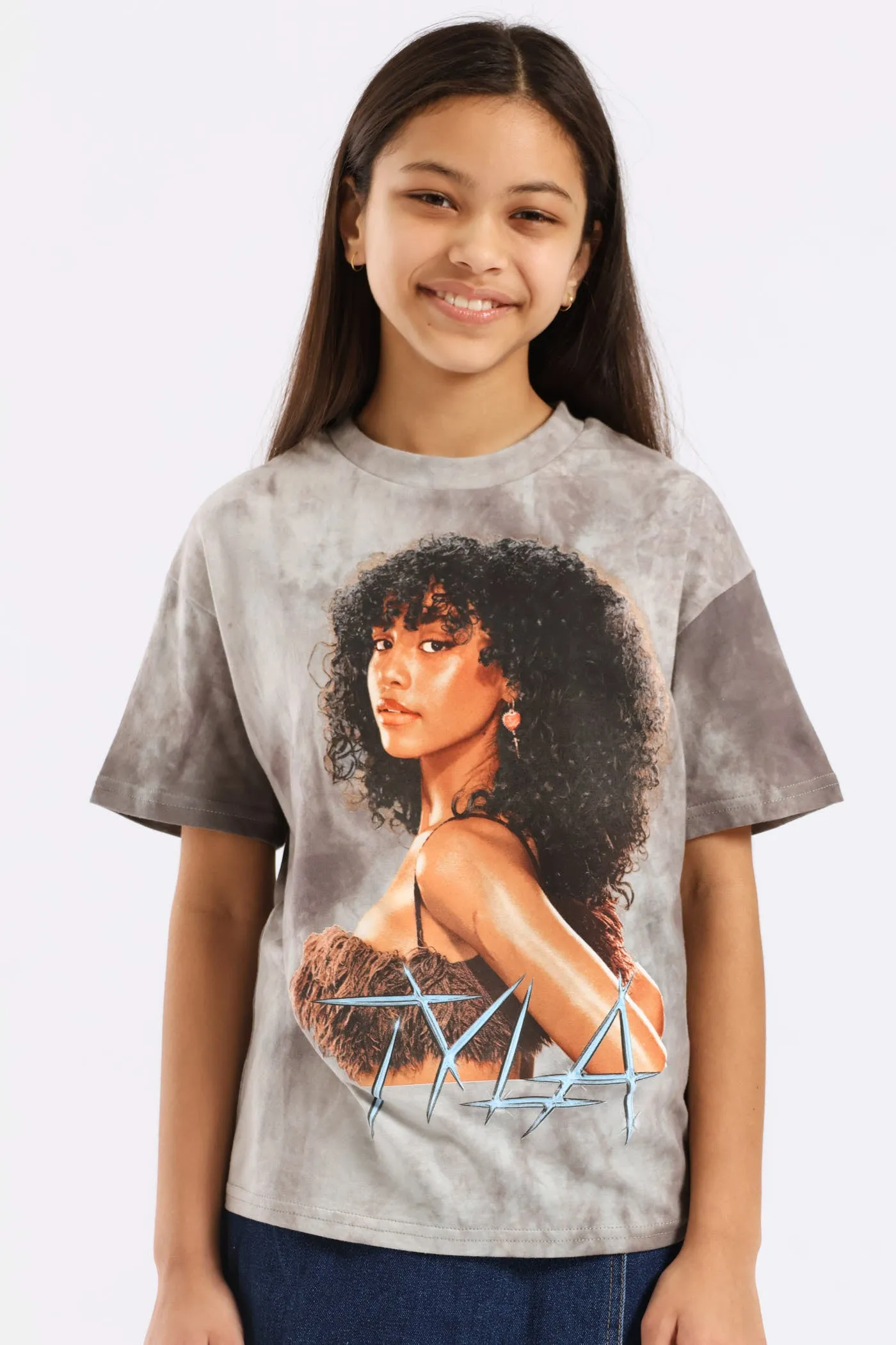 Girls Tyla Oversized Tee - Charcoal sold by Edgars