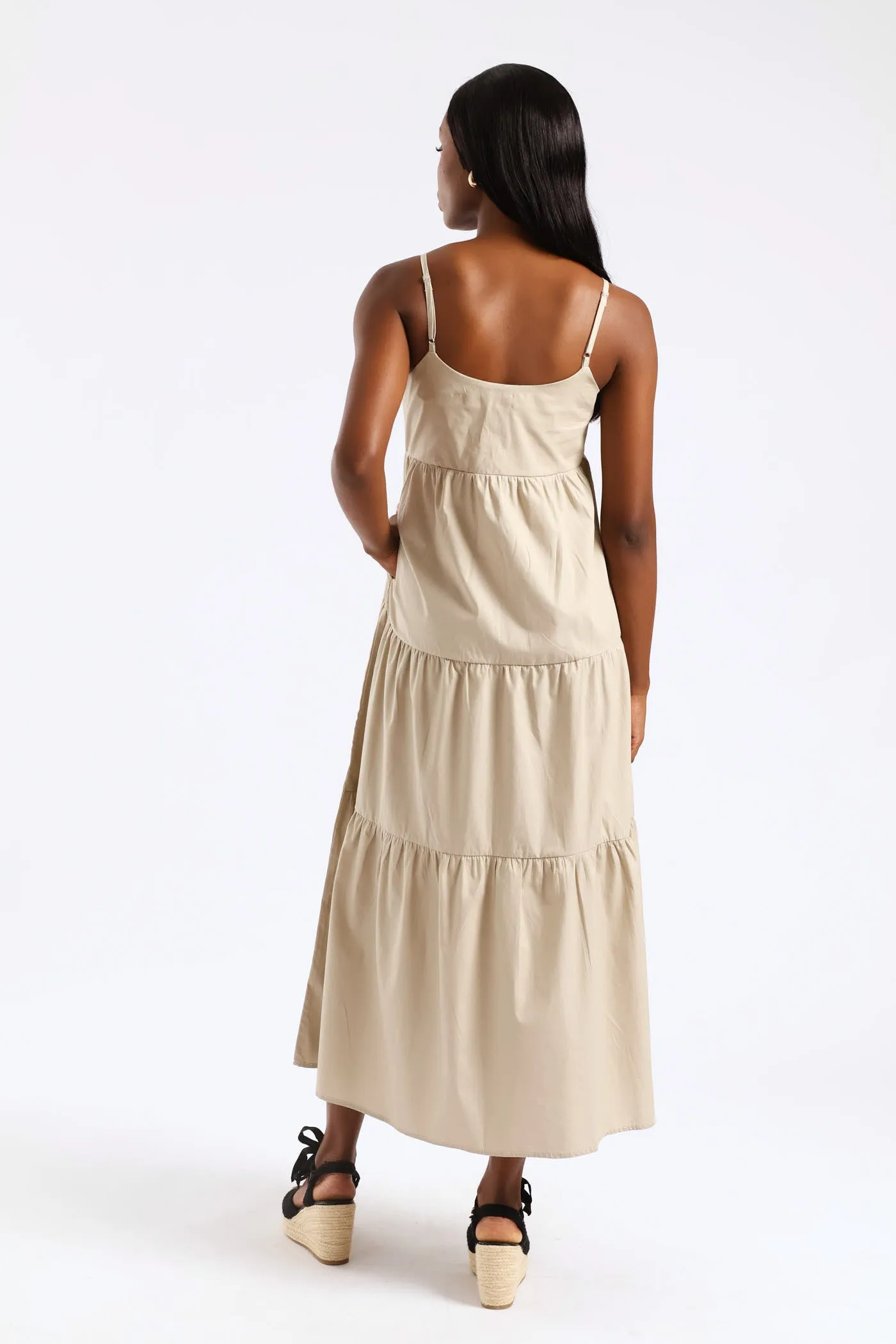Strappy Tiered Poplin Maxi Dress - Taupe sold by Edgars product image thumbnail 5