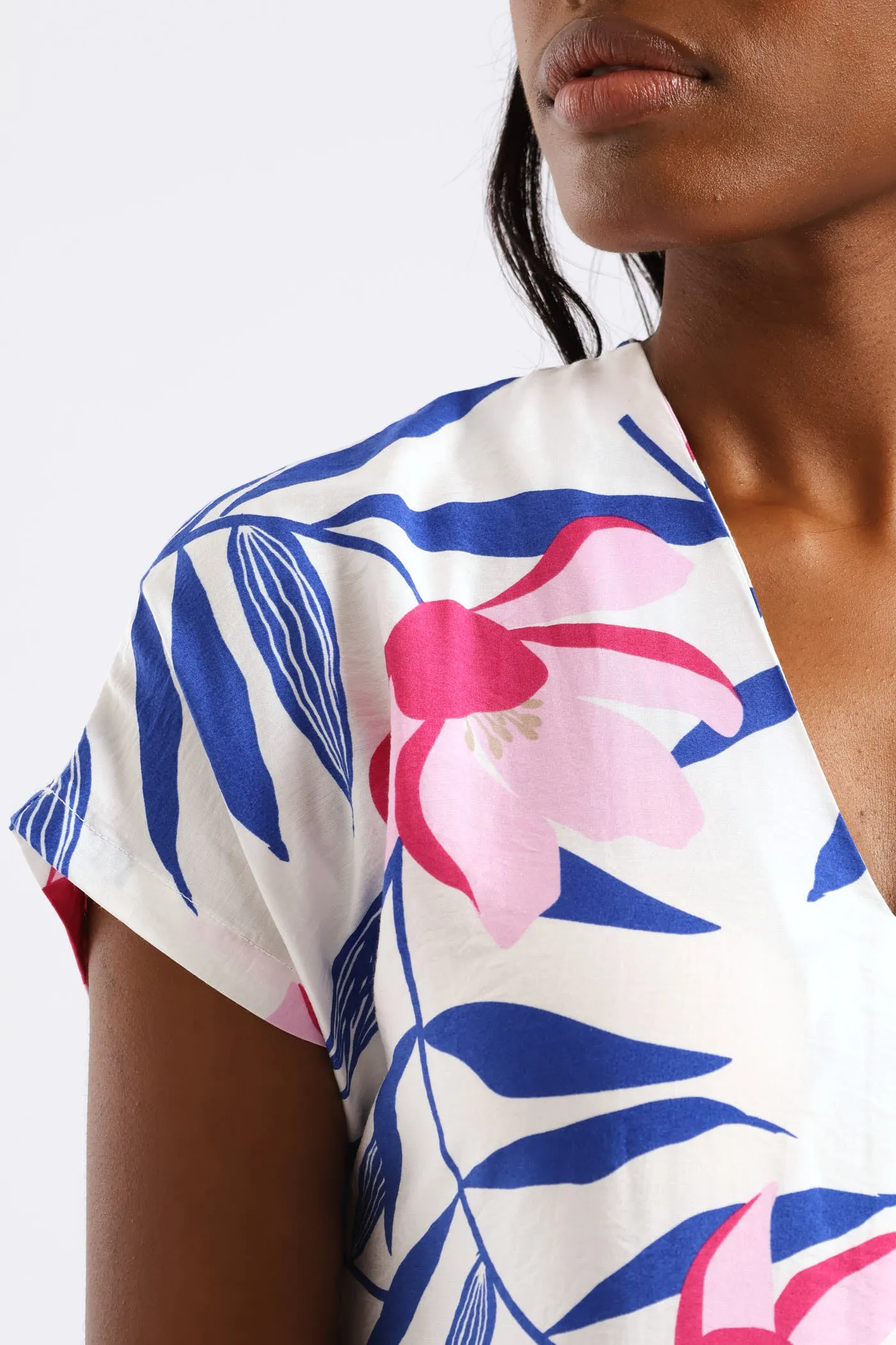 V-Neck Flared Kaftan Midi Dress - White/Blue sold by Edgars product image thumbnail 4