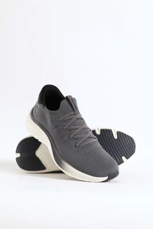 Onda Lace Up Knit Trainer - Grey sold by Edgars
