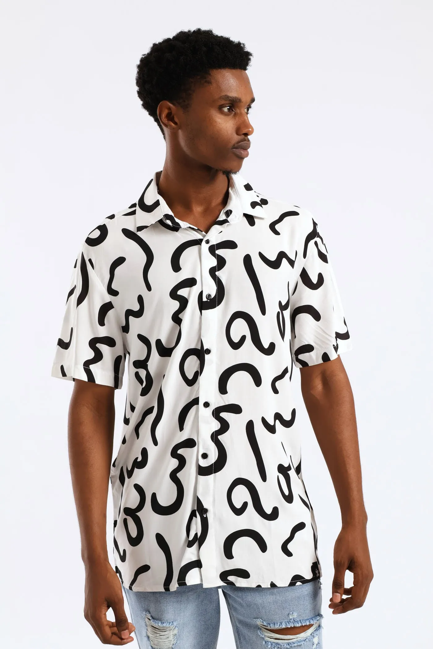 Print Viscose Shirt - White/Black sold by Edgars product image thumbnail 2