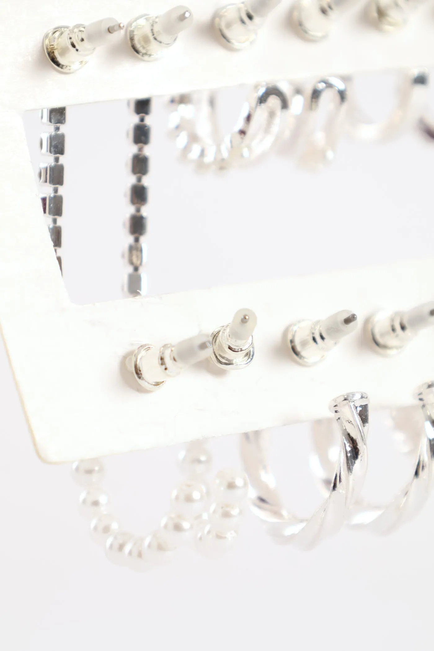 6 Pack Small Pearl Bead Hoops & Drop Earrings - Silver sold by Edgars product image thumbnail 3