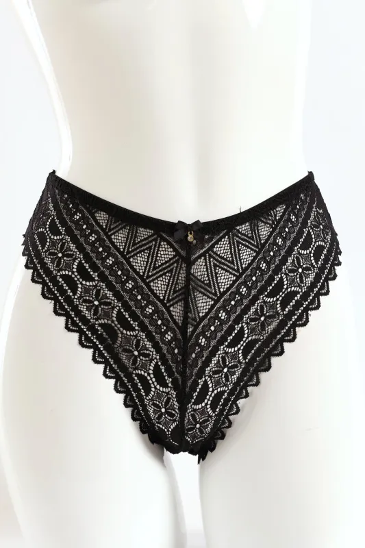 Full Lace Brazilian Panties - Black sold by Edgars