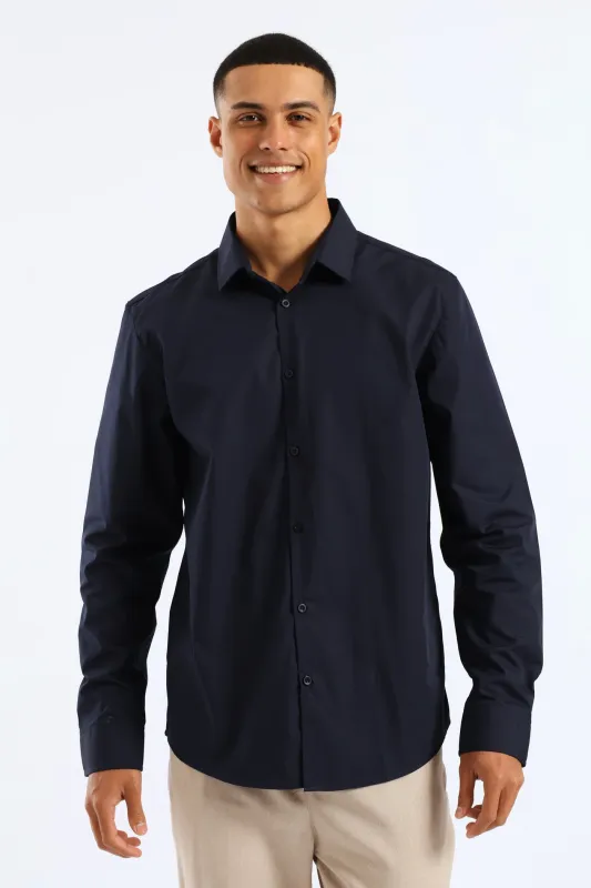 Easy Care Long Sleeve Shirt - Navy sold by Edgars