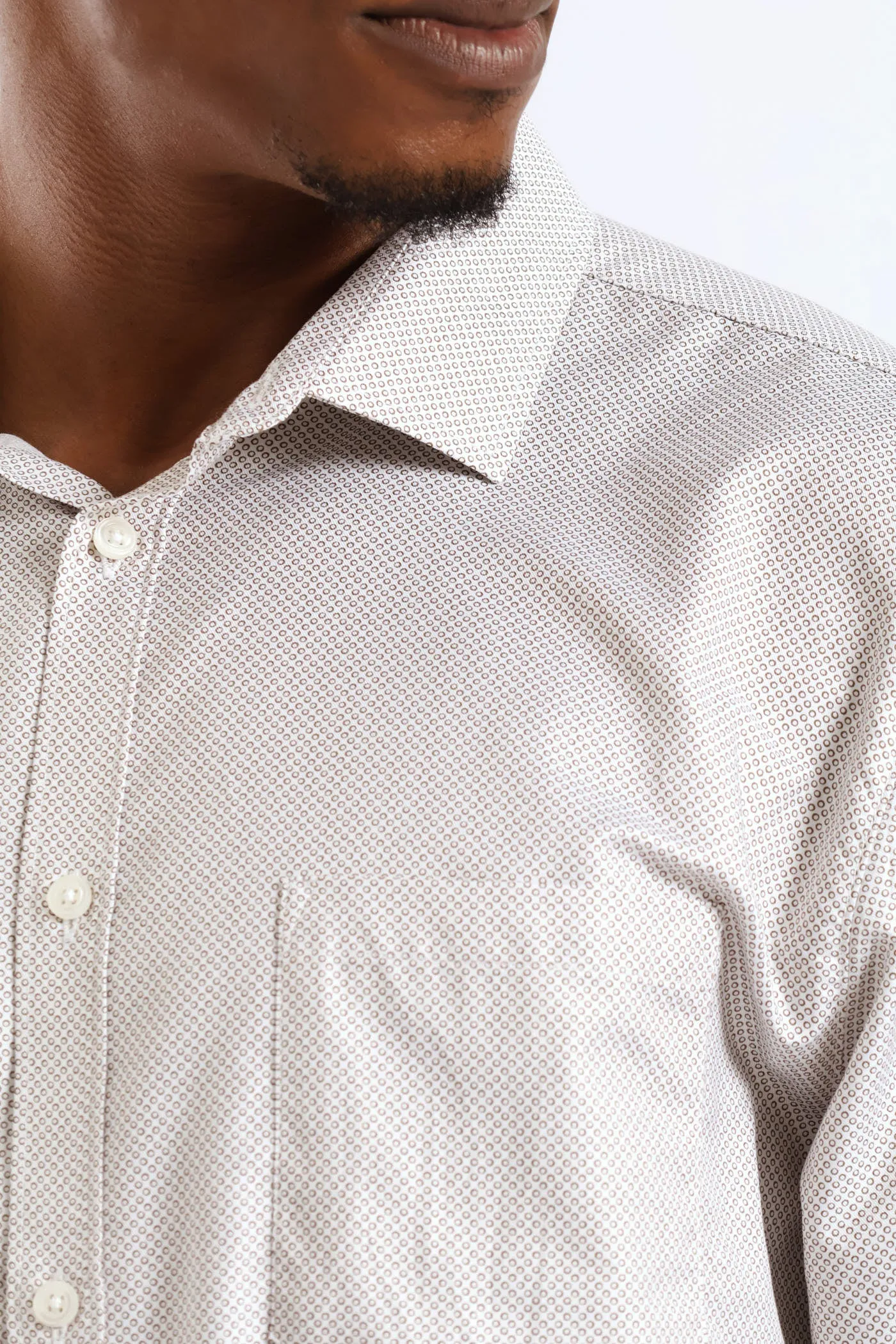 Regular Long Sleeve Spotted Textured Shirt - White/Beige sold by Edgars product image thumbnail 2