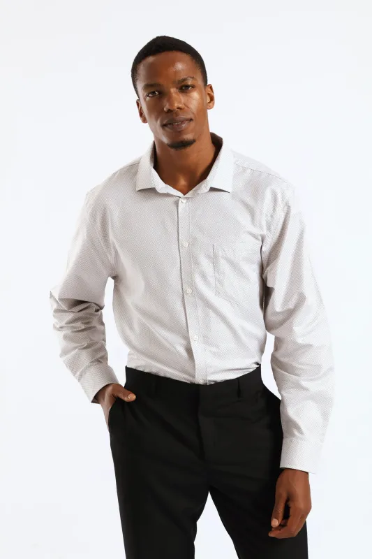 Regular Long Sleeve Spotted Textured Shirt - White/Beige sold by Edgars