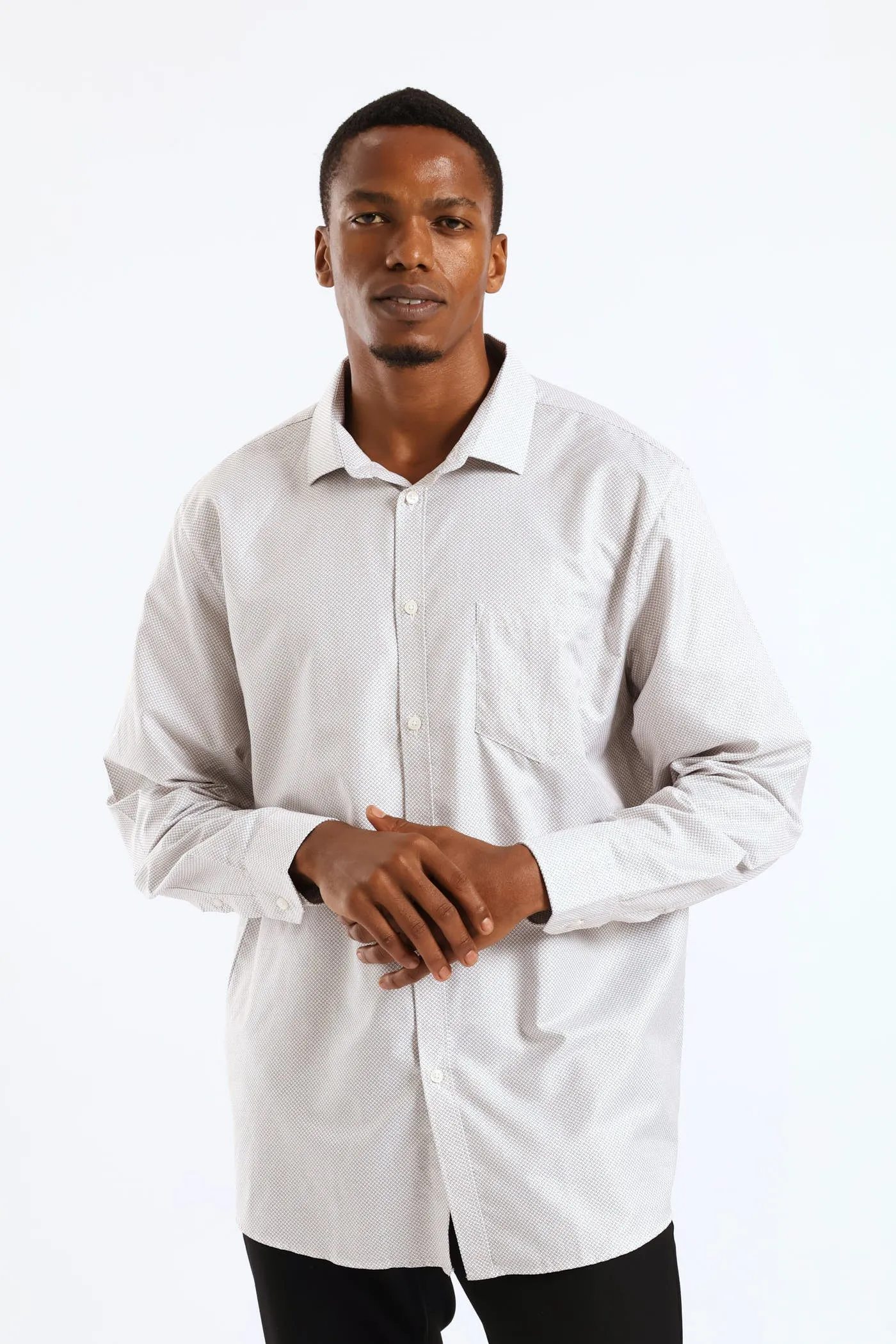 Regular Long Sleeve Spotted Textured Shirt - White/Beige sold by Edgars product image thumbnail 4