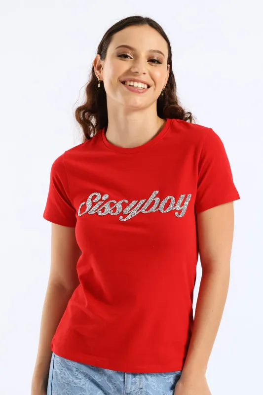 Bling Logo Regular Tee - Red sold by Edgars