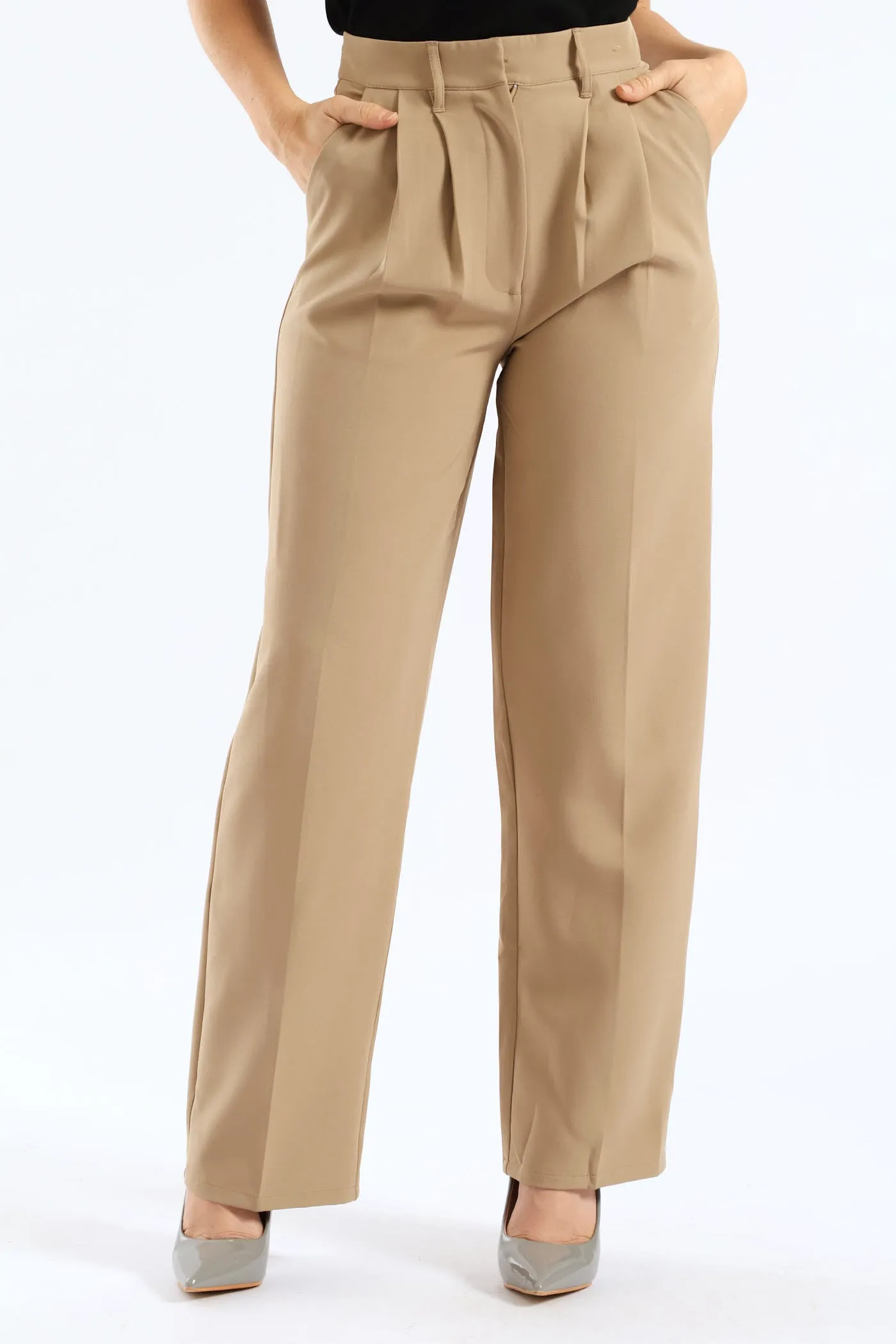 Release Pleat Wide Leg Pants - Taupe sold by Edgars